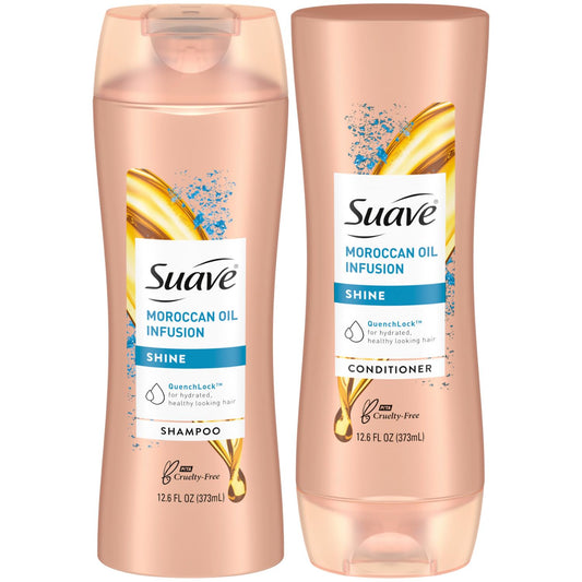 Suave Shine Shampoo and Conditioner Moroccan Infusion with Argan Oil 12.6 oz, 2 count