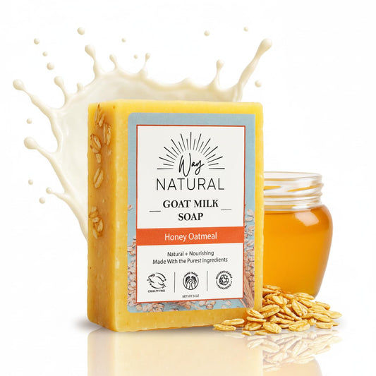 Way Natural Honey Oatmeal Soap Bar - Goat Milk Soap for Men, Women & Kids - Natural, Handmade w/Real Milk - Dry, Sensitive Skin, Hands/Body - Premium Beauty & Personal Care Way Natural