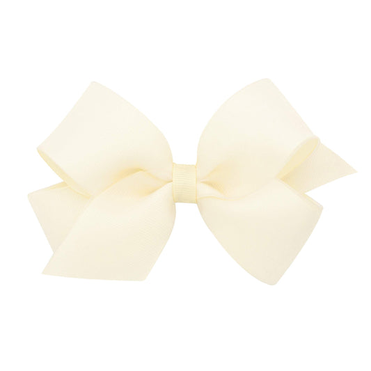 Wee Ones Girls' Grosgrain Hair Bows with Organza Overlay on a WeeStay Clip, Medium, Off White