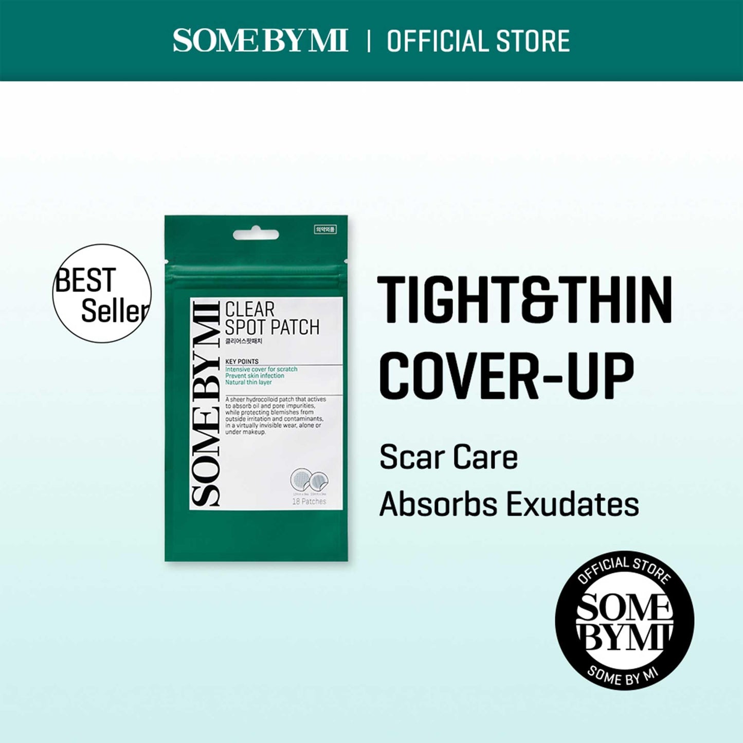 SOME BY MI 30 Days Miracle Clear Spot Patch - Pack of 1, 18 Counts, 2 Size(10mm 9Counts, 12mm 9Counts) - Invisible Hydrocolloid Skin Trouble
