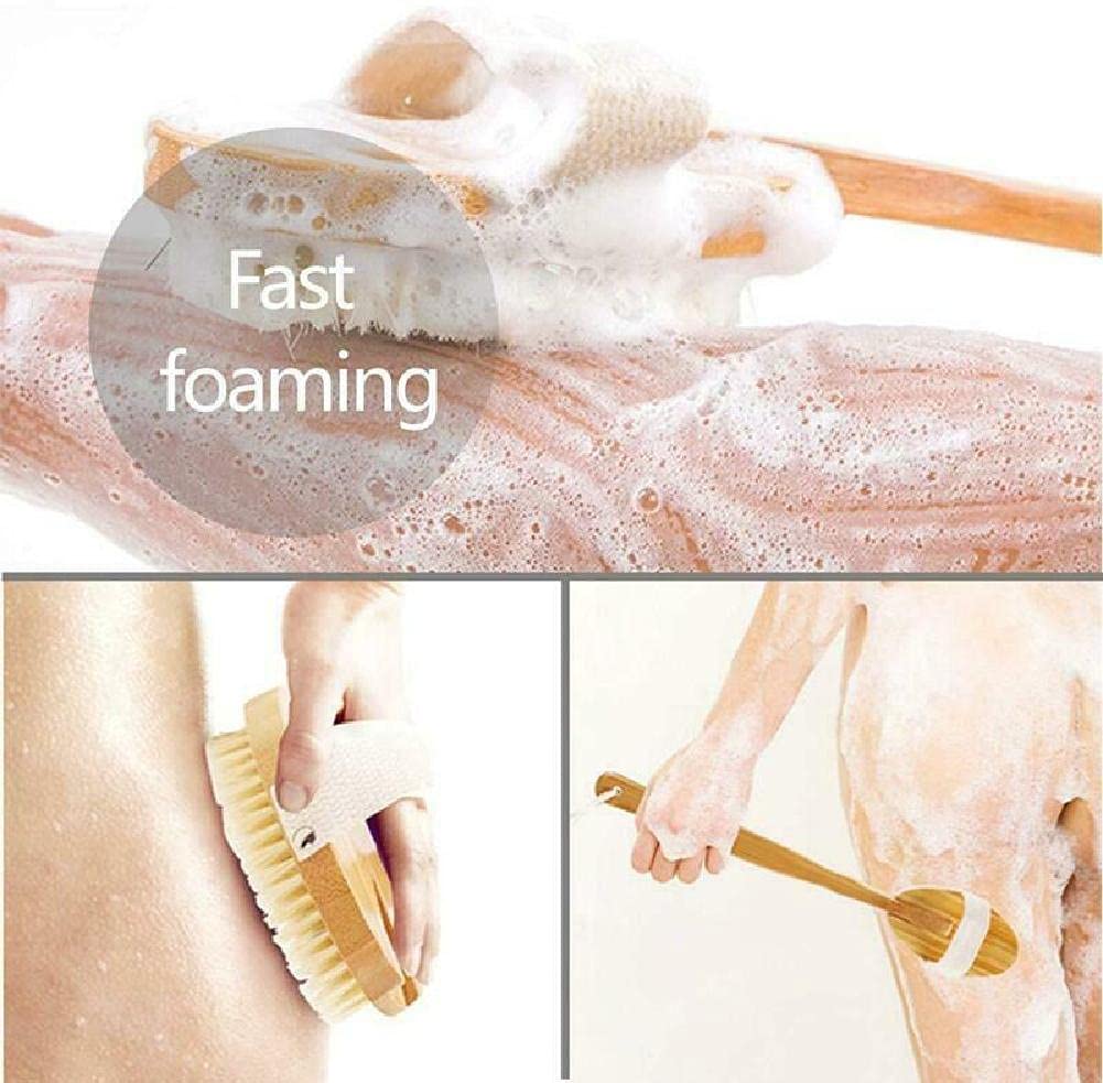MOOKEENONE 1 Pack x Body Brush, Eco-Friendly Wooden Long-Handled Bath Shower Body Back Dry Skin Cleaning Tool Spa Scrubber Brush Beauty and Personal Care MOOKEENONE