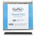 ForPro Professional Collection Wood Nail File, Black, 180/180 Grit, Double-Sided Manicure & Pedicure Nail Files, 7” L x .75“ W, Individually-Wrapped