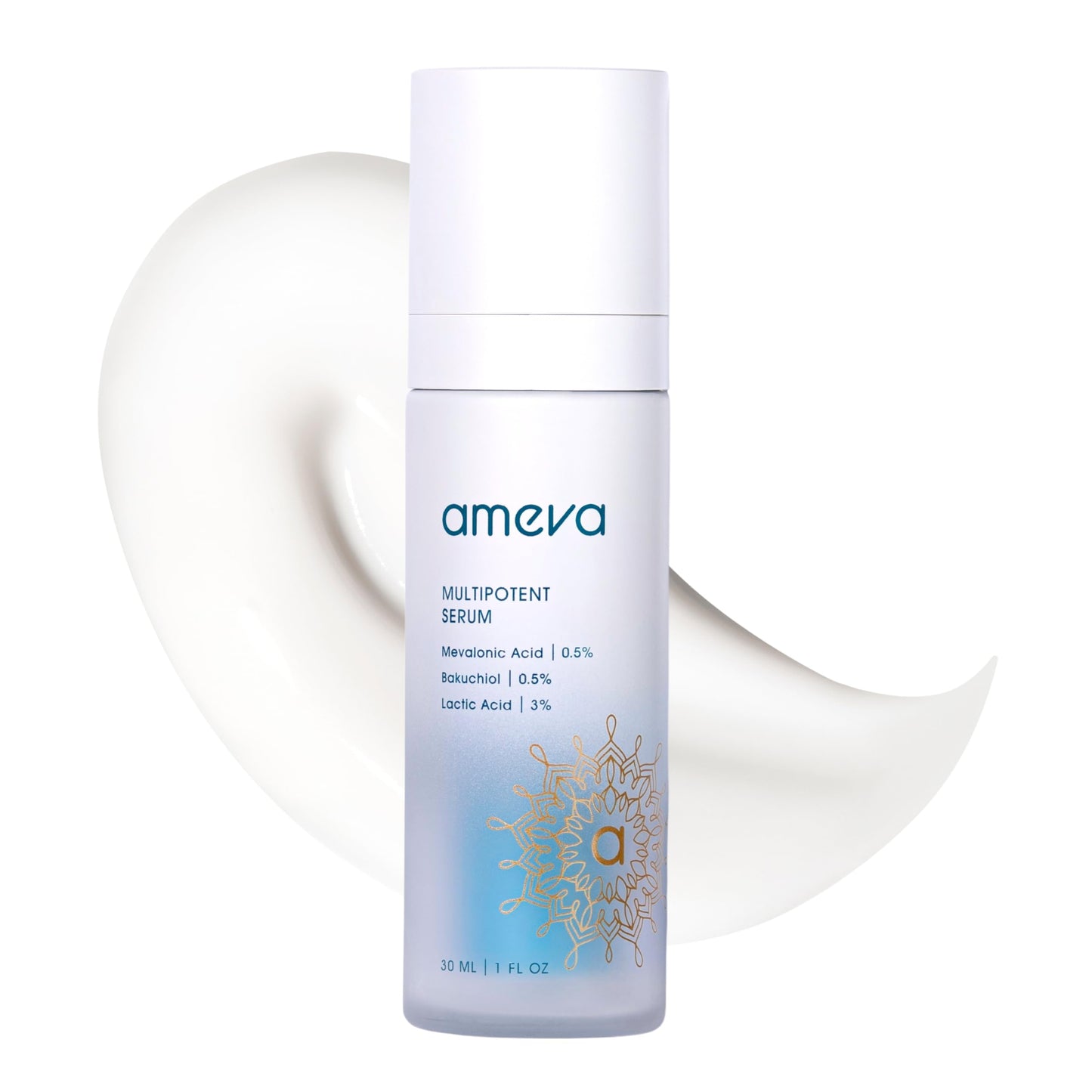 AMEVA Mevalonic Acid Multipotent Serum: Plant-Based, Vegan, Boosts Collagen, Hyaluronic Acid, For Sensitive Skin, Anti-Aging, Velvety Soft, Enhances