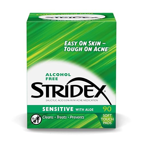 Stridex Sensitive Medicated Acne Pads, 90 Count, Pack of 3 - Alcohol-Free Face Pads, Facial Cleansing Wipes, Mild to Moderate Acne Treatment, Smooth