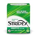 Stridex Sensitive Medicated Acne Pads, 90 Count, Pack of 3 - Alcohol-Free Face Pads, Facial Cleansing Wipes, Mild to Moderate Acne Treatment, Smooth