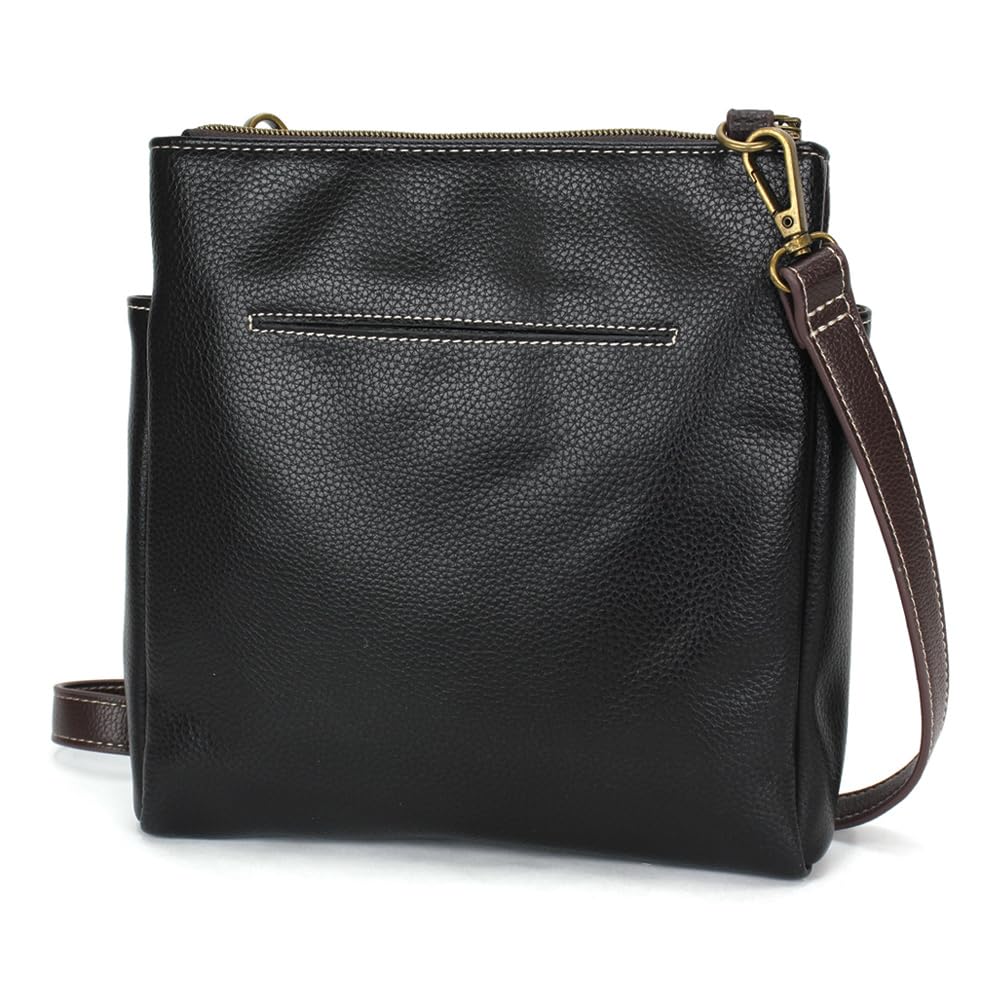 CHALA Merry Messenger RFID Protected Women Faux Leather Shoulder Purse with Adjustable Crossbody Strap - Paw Print - black