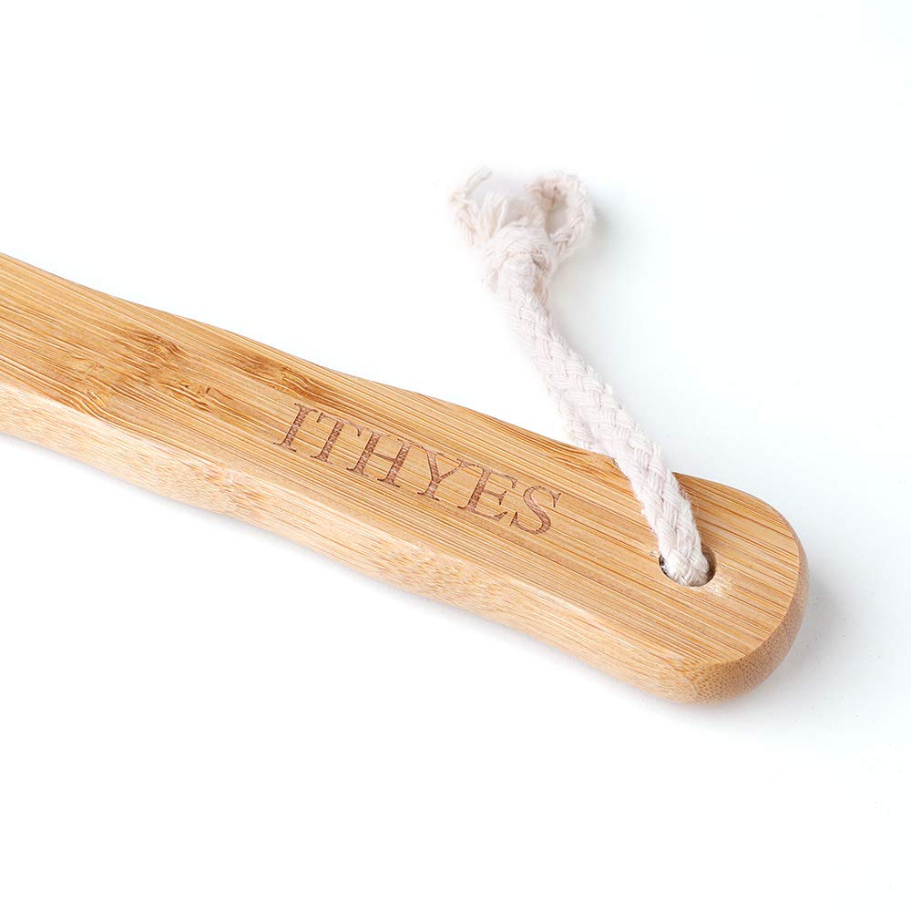 Ithyes Body Brush Dry Brushing Back Scrubber Shower Bath Brush Bamboo Wood Long Handle Natural Bristles exfoliating Massage Improve Blood Circulation
