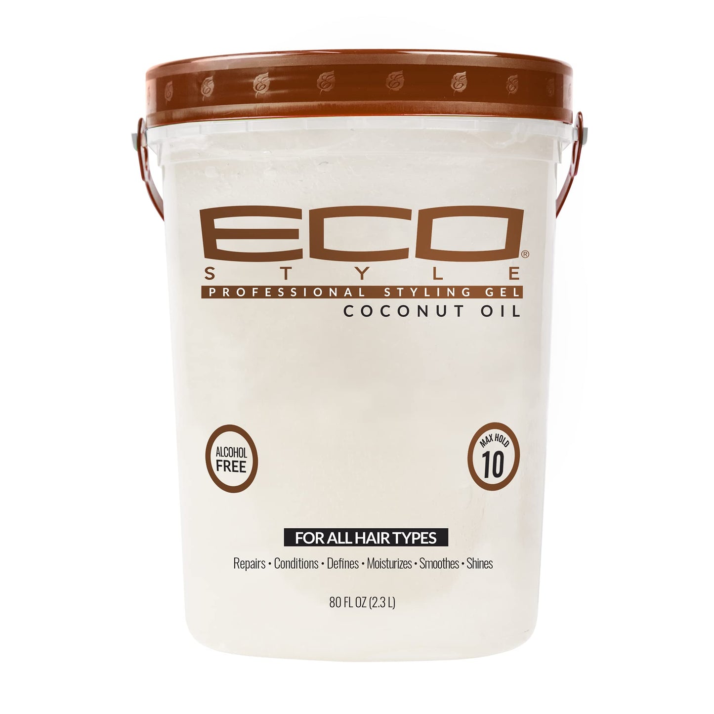 Eco Style Coconut Oil Styling Gel - Adds Luster and Moisturizes Hair - Weightless Styling and Superior Hold - Prevents Breakage and Split Ends