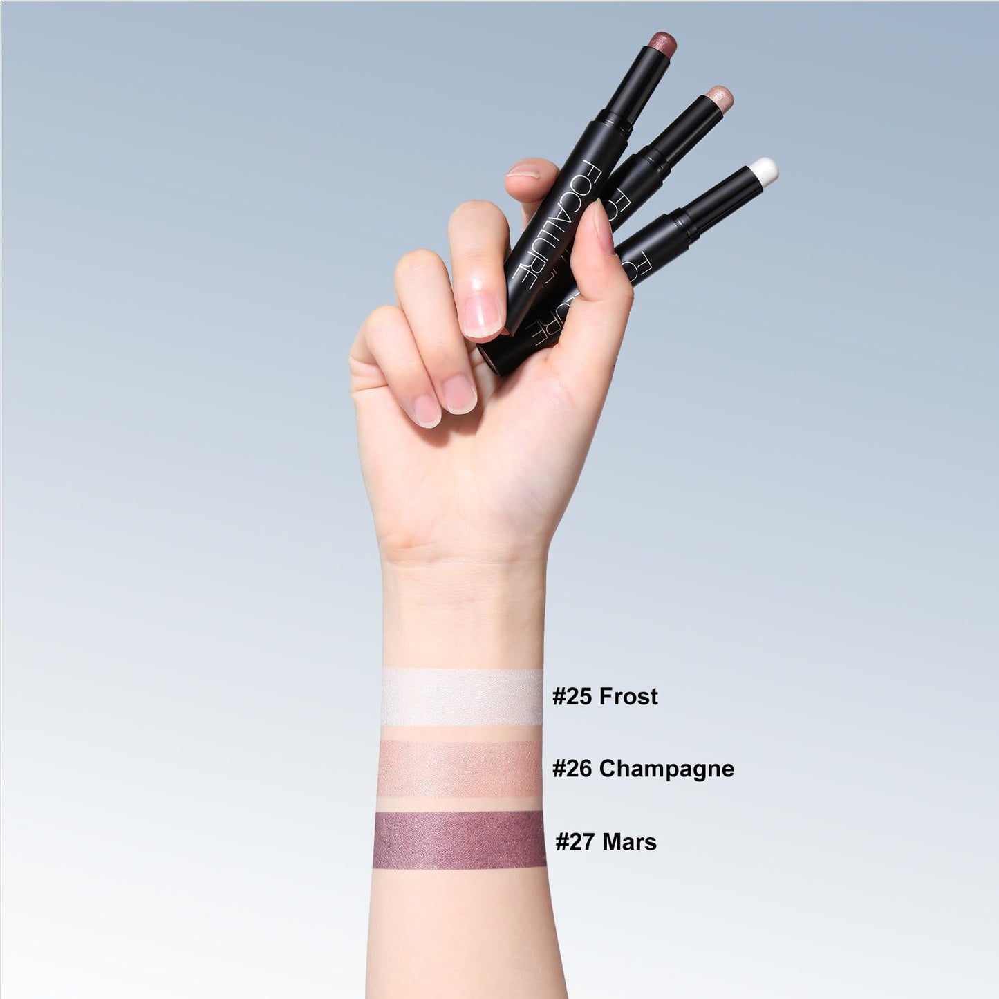 FOCALLURE 3 Pcs 2 in 1 Eyeshadow and Eyeliner Pen, Shimmer Eye Shadow Pencil, High Pigmented Eyeshadow, Highlighter Eye Liner, Multi-Dimensional eyes