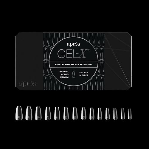 Apres Gel-X® Coffin Box of Nail Tips | 280 Gel-X Tips, Soft Tips, 14 Sizes 00-9 | Half-sizes Included (Natural Coffin Medium, 280 Count) Beauty & Personal Care APRÉS
