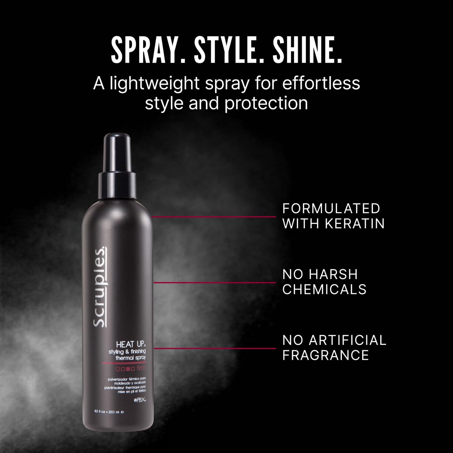 Scruples Heat Up Styling Spray - Hair Heat Protectant with Control, Hold and Texture - Lightweight, Water Soluble Formula (8.5 oz)