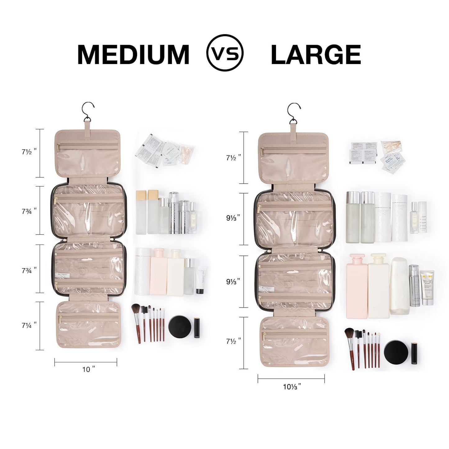 BAGSMART Toiletry Bag Travel Bag with hanging hook, Water-resistant Makeup Cosmetic Bag Travel Organizer for Accessories, Shampoo, Full Sized Beauty and Personal Care BAGSMART