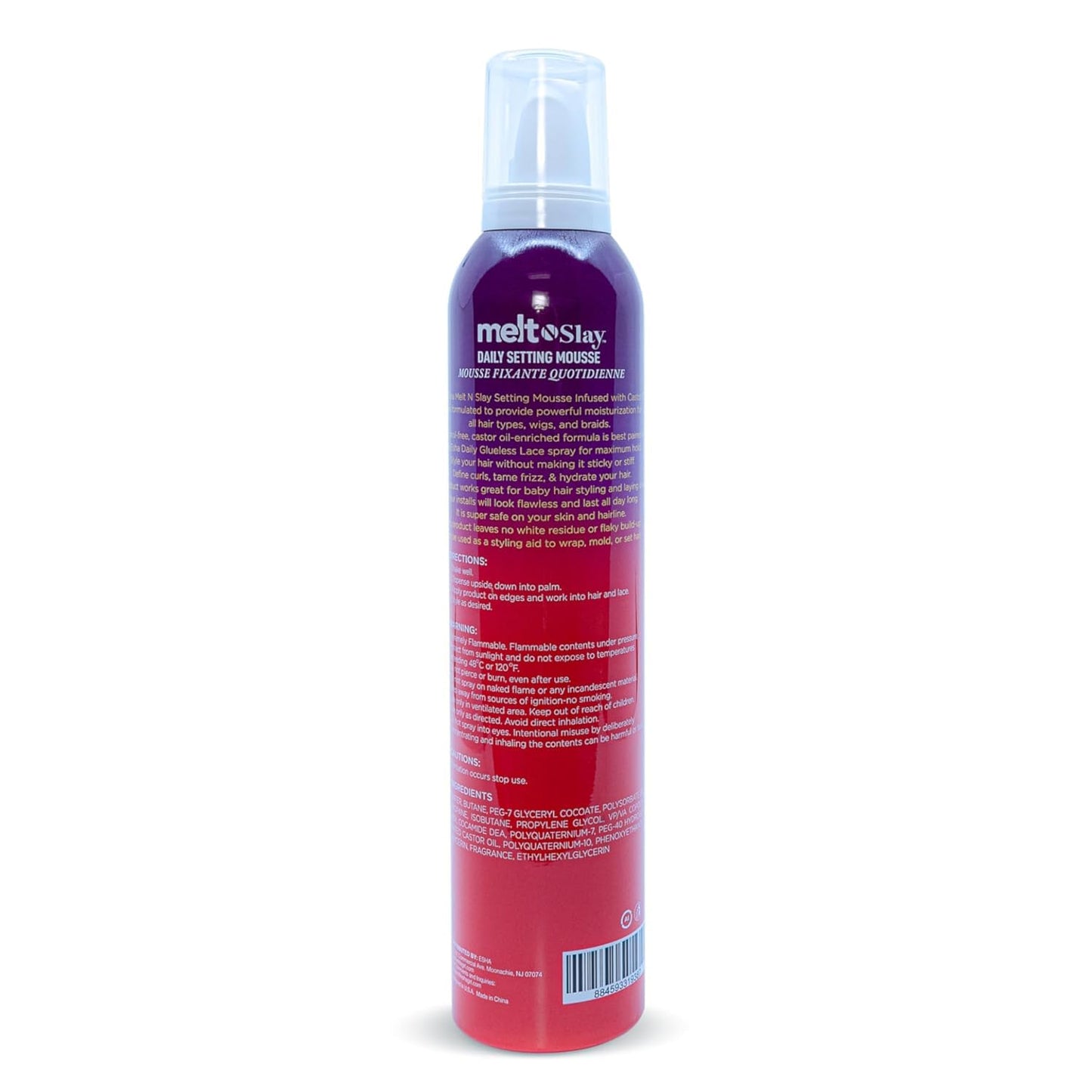 Esha Melt N Slay Daily Setting Hair Mousse - Tame Frizz Flyaways - Style - Long Lasting Hold - Moisturize (12 Fl oz)