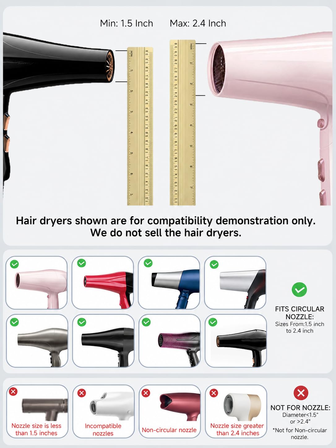 meborll Hair Diffuser, Diffuser Attachment for Hair Dryer, Hair Diffuser for Curly Hair, Universal Diffuser for 1.5-2.4" Hair Blow Dryer Long Thick Beauty and Personal Care meborll