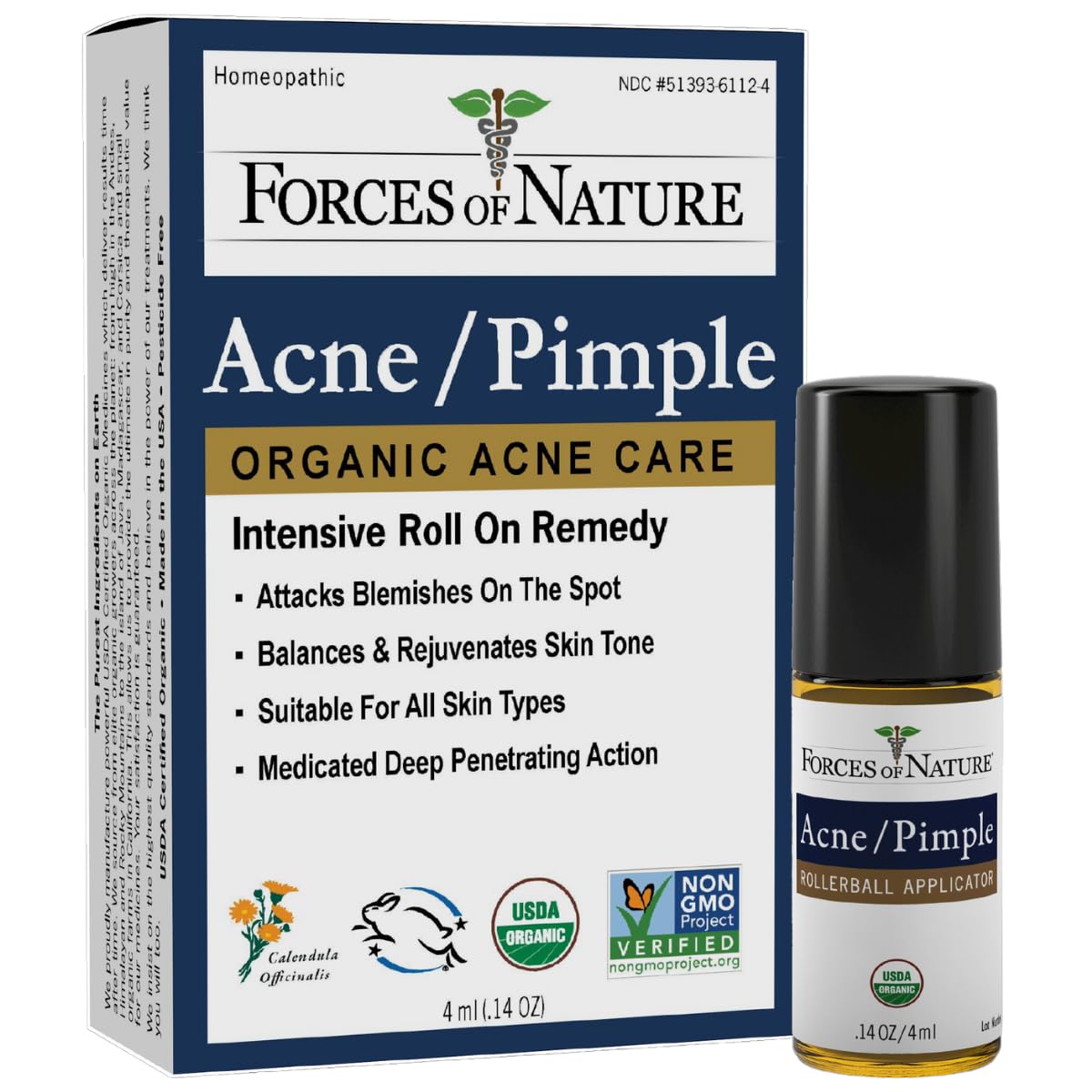 Forces of Nature Organic Acne Treatment 0.14 oz – Natural, Non-GMO, Cruelty-Free Skin Care for Pimple Control, Clear & Balanced Skin Tone