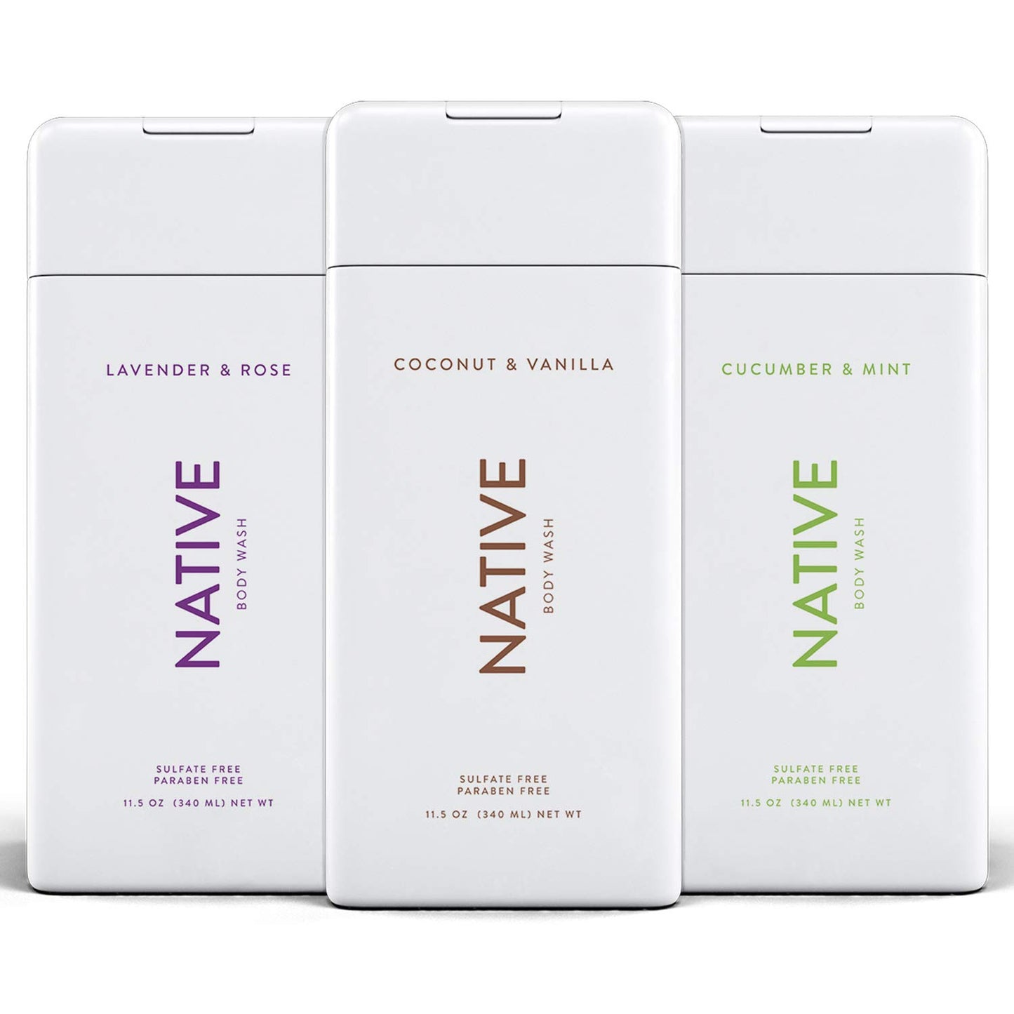 Native Body Wash 3 Pack - Natural Body Wash Women & Men - SLS & Paraben Free - Cucumber & Mint, Coconut & Vanilla, Lavender & Rose Beauty & Personal Care Native