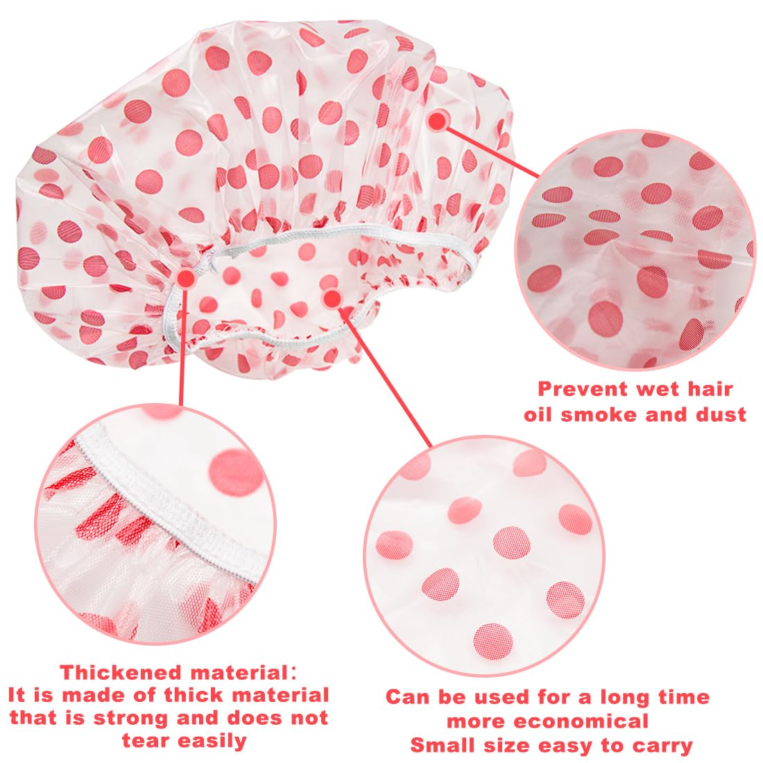 18Pcs Plastic Shower Caps for Women Reusable Waterproof Bath Caps Bathing Hair Cap Shower Caps for Shower,Spa,Salon,Housework,Girls,Home,Travel