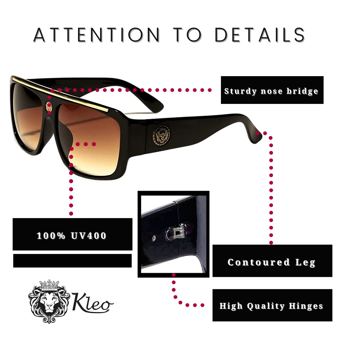 KLEO Flat Top Hip Hop Rapper Retro Aviator Sunglasses