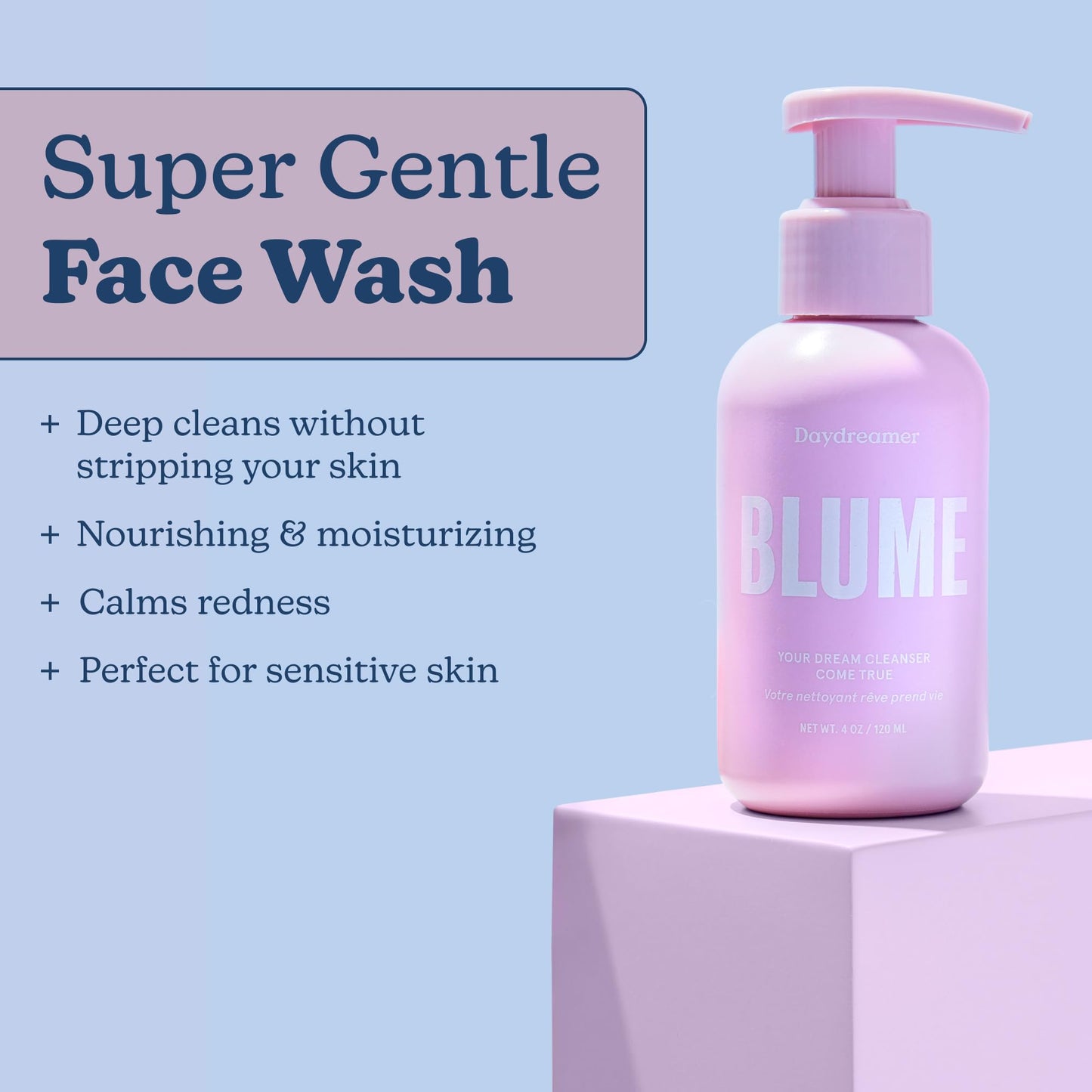 Blume Daydreamer Hydrating Face Wash for Women & Men - Gentle Facial Cleanser Enriched with Chamomile & Lavender to Soothe Skin - Non-Stripping Cream