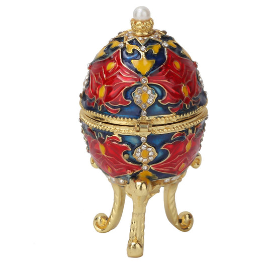 Wal front Vintage Enameled Jewelry Organizer Egg Collectible Easter Egg Diamante Trinket Box Decoration Gift to Store your Rings, Necklace, Trinkets