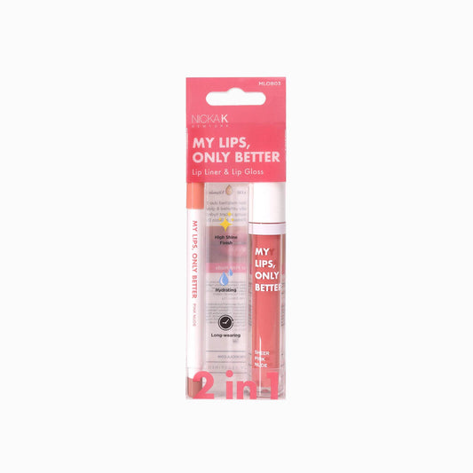 NICKA K NEW YORK, My Lips Only Better, Lip Liner and Lip Gloss, Lip Mask Set (Sheer Pink Nude) Beauty & Personal Care NICKA K NEW YORK