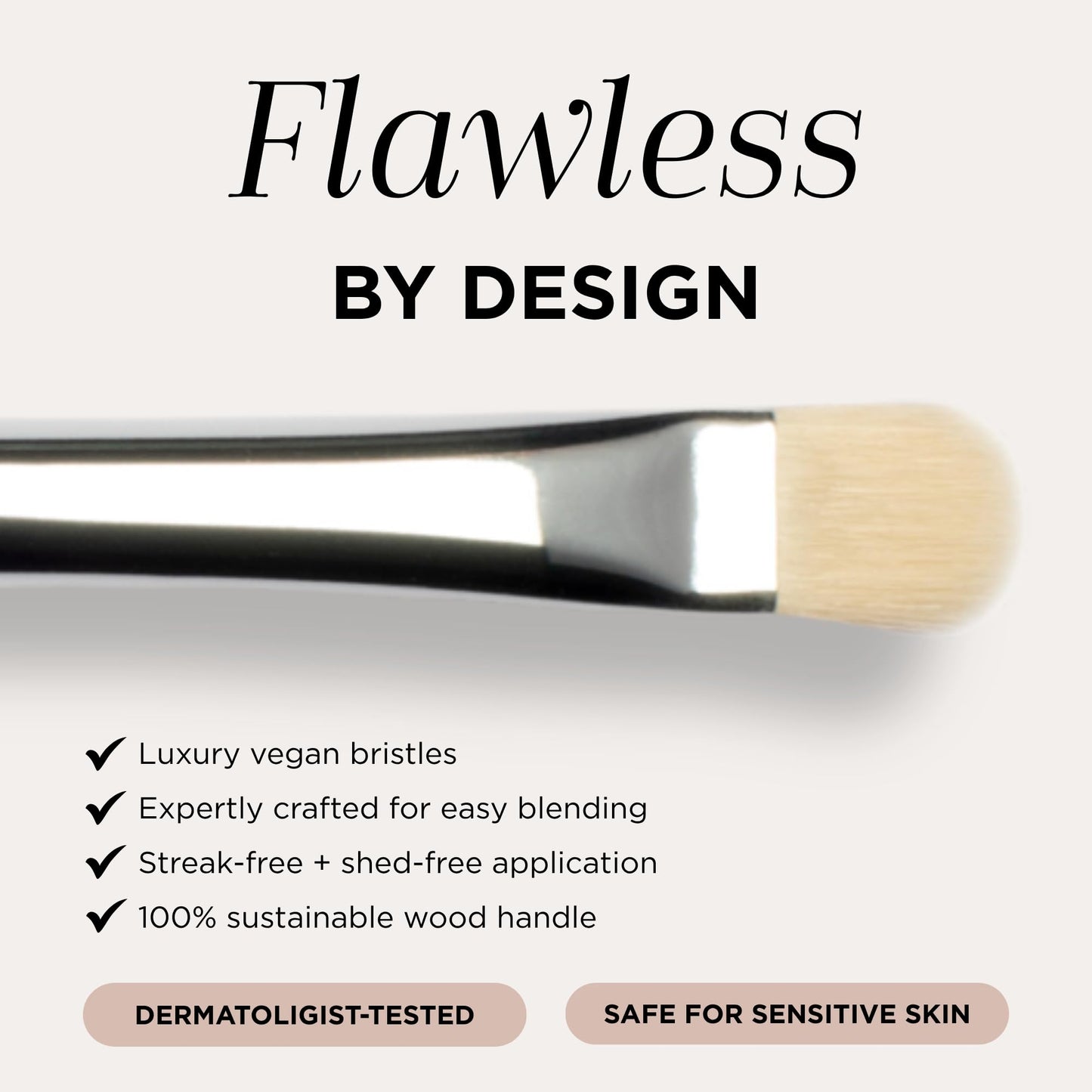 HALEYS Beauty Lid Brush, Medium, Flat & Tapered Eyeshadow Make Up Brush for Cream & Powder, Blending Tool for Eye Makeup, Makeup Brushes Essential