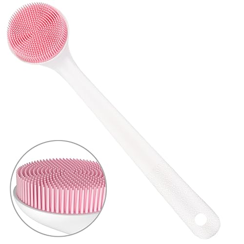 Silicone Back Scrubber for Shower, Back Washer Brush Long Handle with Soft Bristles, Bath Body Shower Exfoliator Brush for Men and Women, BPA Free
