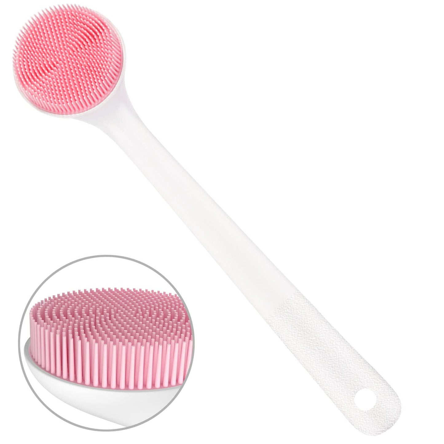 Silicone Back Scrubber for Shower, Back Washer Brush Long Handle with Soft Bristles, Bath Body Shower Exfoliator Brush for Men and Women, BPA Free