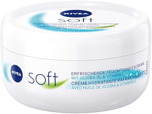 NIVEA Soft erfrischende Feuchtigkeitscreme (50 ml), pflegende Soft Creme mit Vitamin E und Jojoba-Öl, schnell einziehende Hautcreme
