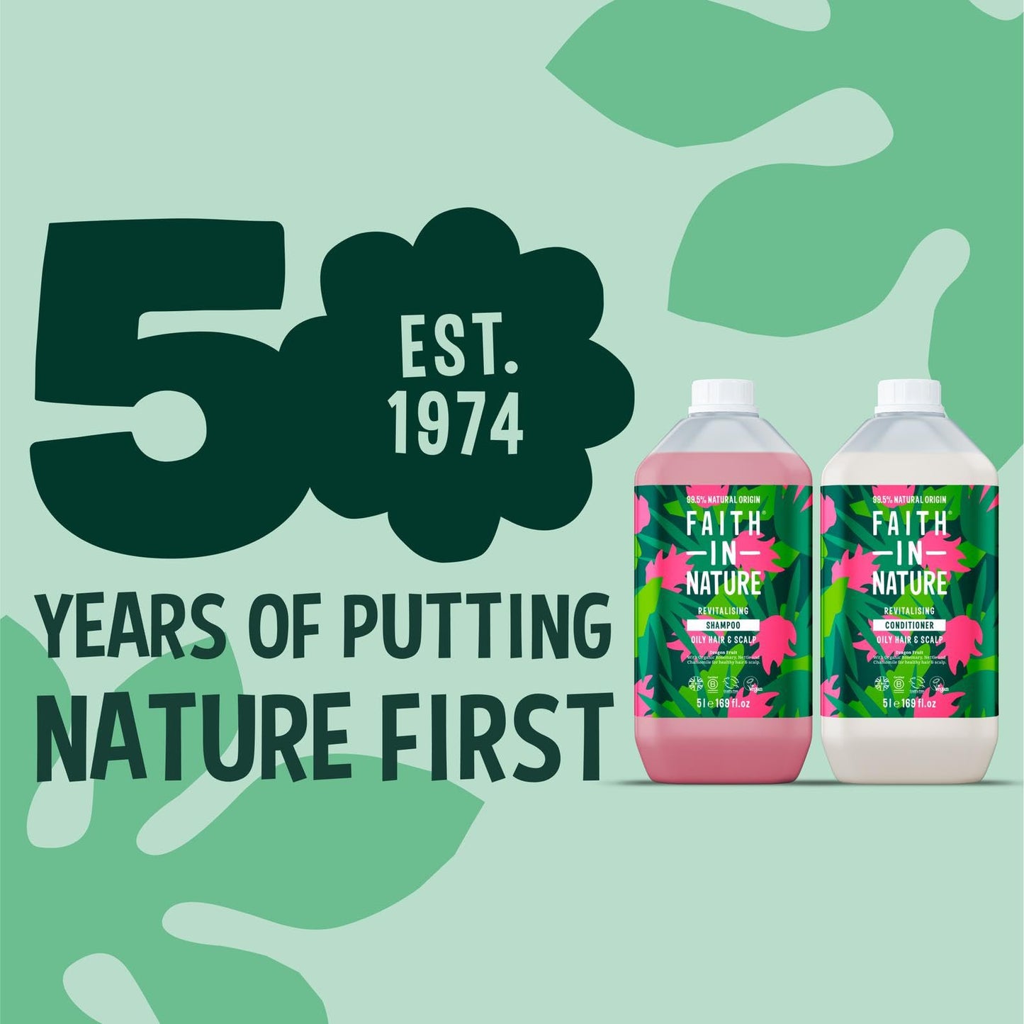 Faith In Nature Natural Shampoo & Conditioner Set - Vegan & Cruelty Free, No SLS or Parabens - 2 x 169 fl oz Value Bundle Pack, Dragon Fruit