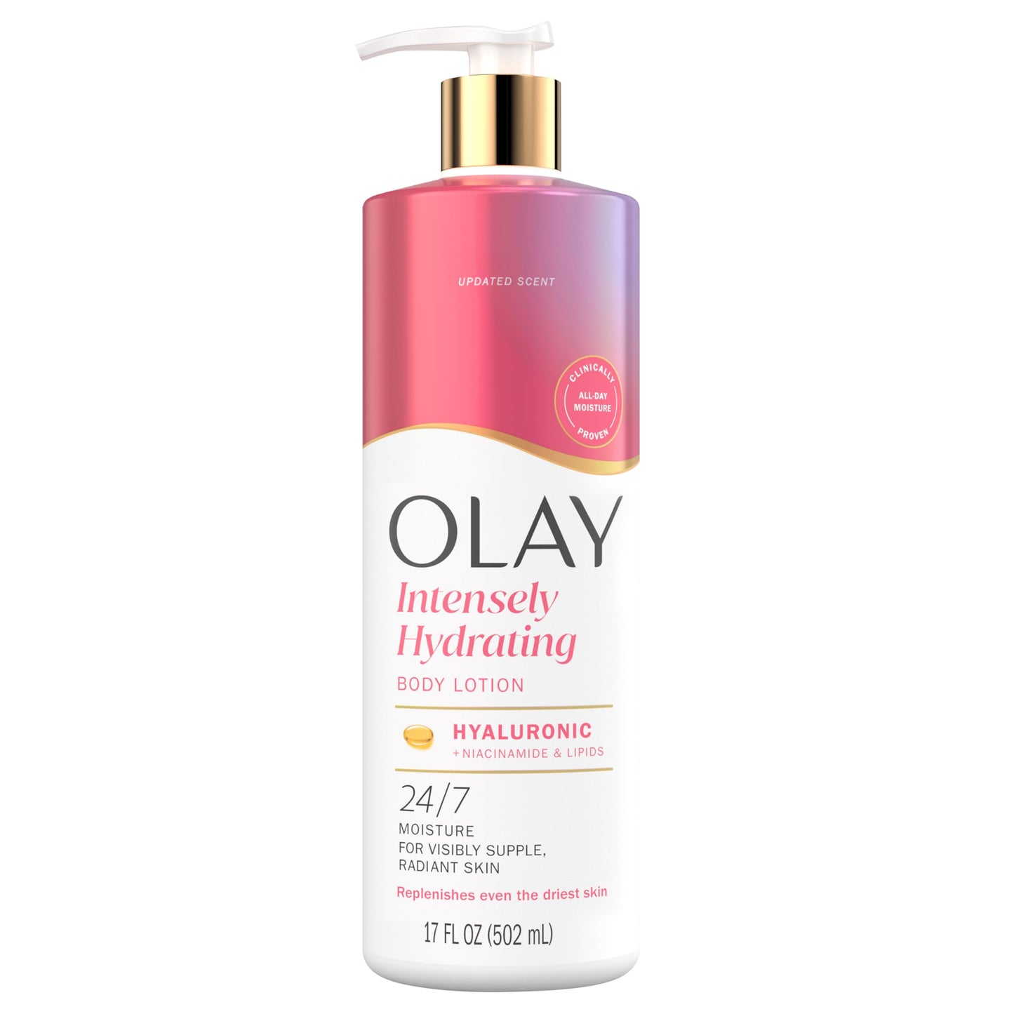Olay Body Lotion for Women, Nourishing with Hyaluronic Acid Serum, Visibly Soften & Smooth Skin, 24hr Moisture & Hydration, Fast Absorbing Formula
