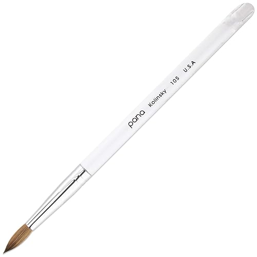 PANA Pure Kolinsky Hair Nail Brush - Round Clear Acrylic Handle (Size 10) - Nail Brush for Nail Application, Nail Extension, Manicure Pedicure Salon Beauty & Personal Care PANA