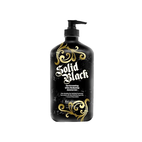 Millennium Tanning Solid Black Tan Extender Moisturizer Body Lotion Tattoo Enhancer with Argan Oils and Aloe Vera 18.25 Fl. Oz.