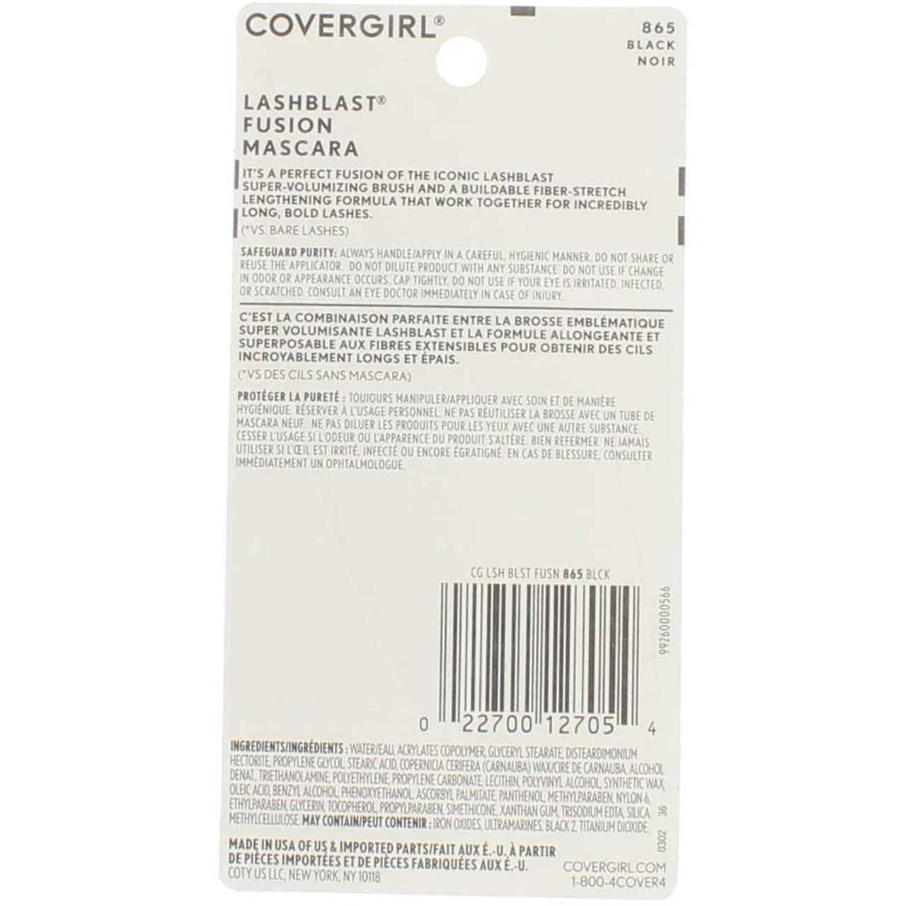 CoverGirl LashBlastFusion Mascara, Black [865], 0.44 oz (Pack of 3)