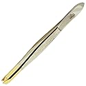 Camila Solingen CS29 3 1/2" Gold Tipped, Surgical Grade, German Stainless Steel Tweezers (Slanted) - Flawless Eyebrow and Facial Hair Shaping
