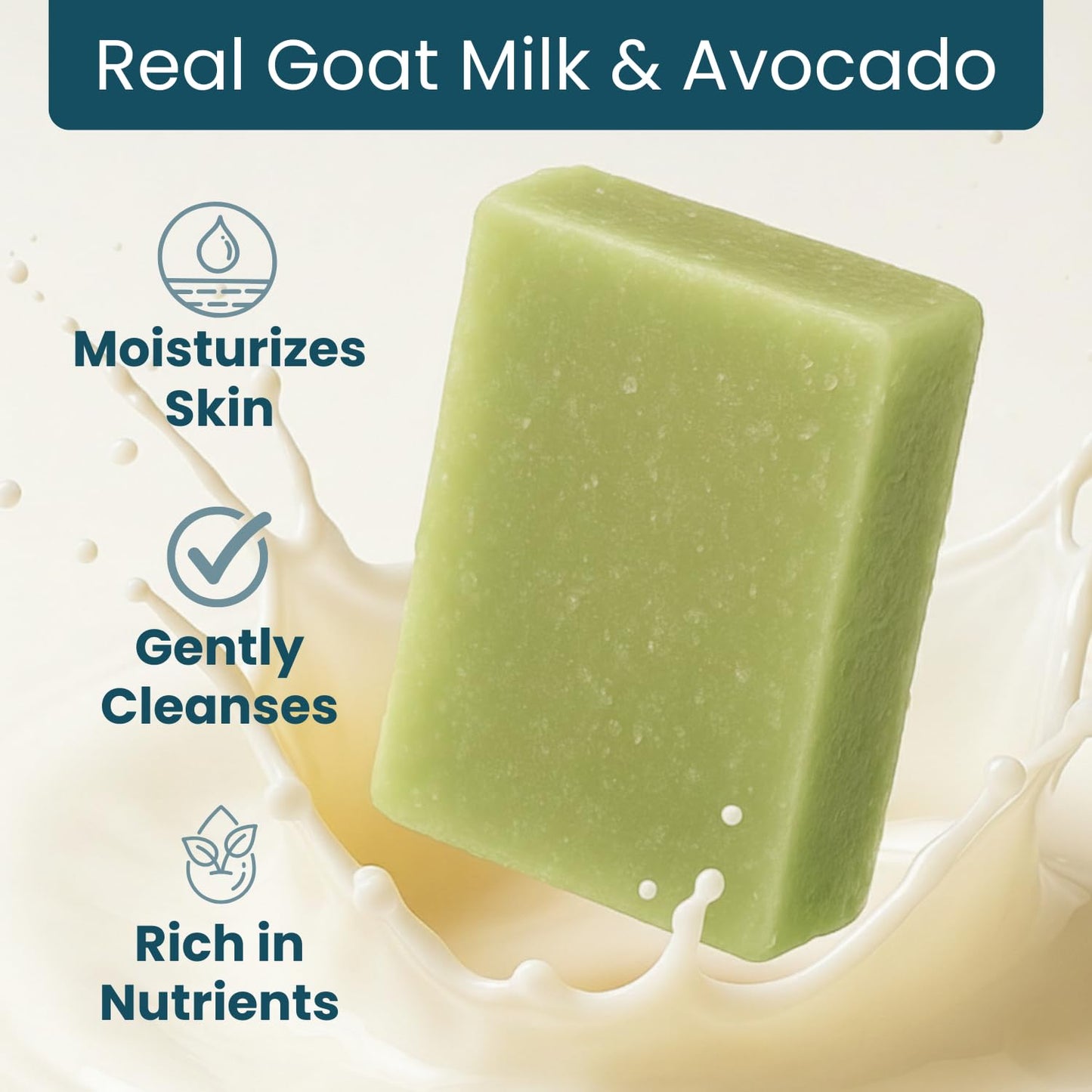 Way Natural Goat Milk Soap Bar, Avocado - Face, Hands & Body, Premium, Handmade w/Real Milk in USA - Natural Bar for Men & Women - Fragrance-Free Goat Beauty & Personal Care Way Natural