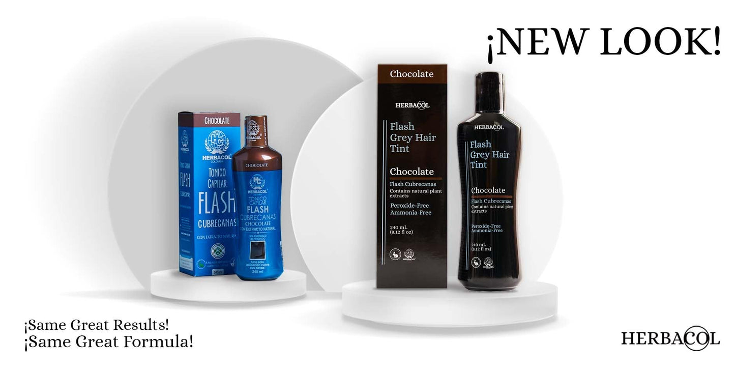 Herbacol Natural Gray Hair Cover, Chocolate (Brown), Ammonia and Peroxide Free 8.1oz| Herbacol Flash Cubrecanas, Chocolate, Natural Sin Amoniaco ni