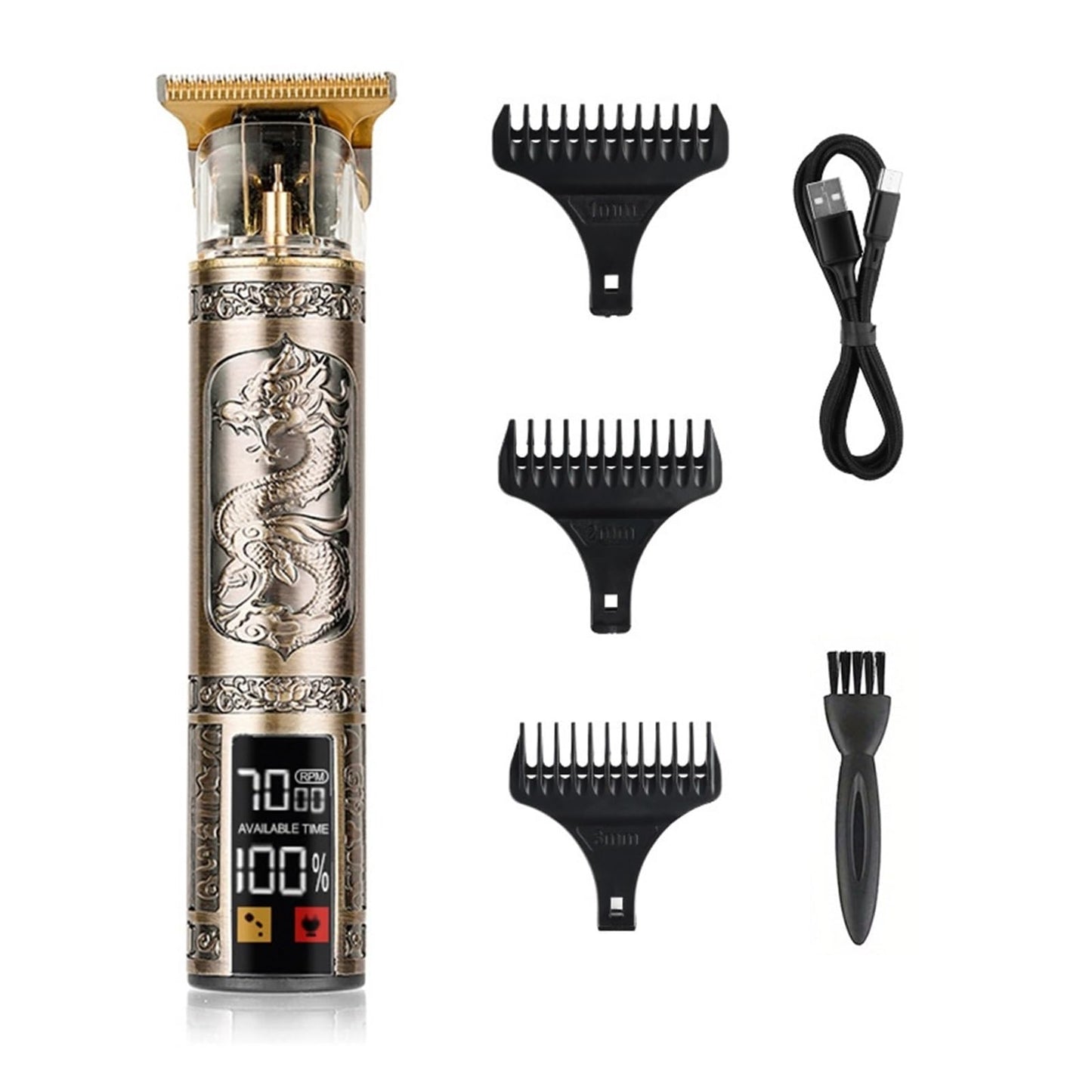 Razors T9 Cordless Hair Finishing Beard Clipper for Men Electric Shaver Razors USB Men's Barber Machine Massage Gun(ABS LCD Dragon) Beauty and Personal Care EWKYLSEM