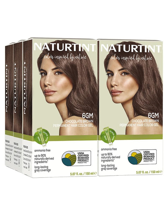 Naturtint 6GM Chocolate Brown Permanent Hair Color (Pack of 6), Ammonia Free, Vegan, Cruelty Free, up to 100% Gray Coverage, Long Lasting Results