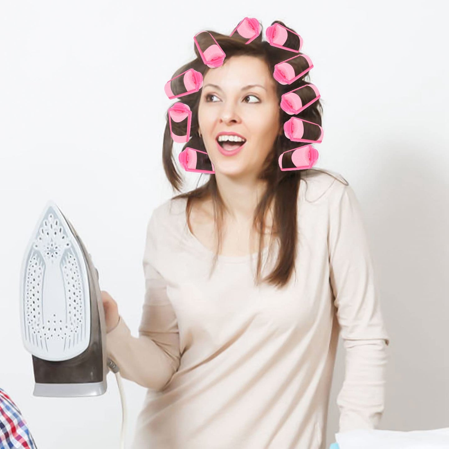 12 Pcs Foam Sponge Hair Rollers 2.4 Inch Hair Curlers to Sleep Heatless Curler Hair Pink Christmas Party Hairstyles