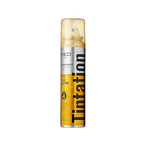 Red By Kiss Tintation Glitter Spray - Long-Lasting Body & Hair Sparkle, Quick-Drying, Waterproof for Events, Parties, Festival Rave, Prom