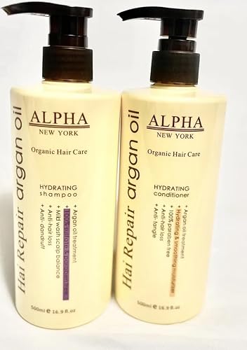 Alpha New York Moroccan Argan Oil Shampoo and Conditioner Set, 16.9 fl oz, Hydrating Hair Care