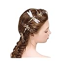 canjoyn 3 Pcs Baroque Fancy Gold Tone Alligator Hair Clips Dragonfly Starfish Hair Clips Bridal Pearl Prom Hair Pins Wedding Hair Barrette Accessories
