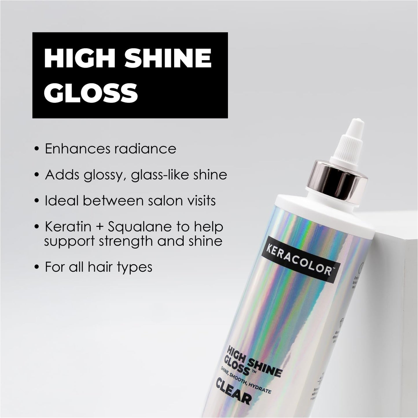 Keracolor High Shine Clear Hair Gloss, In-Shower Hair Glaze for Smoothness and Shine, Glossing Treatment, Transparent, 8 Fl Oz