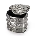 Vintage Heart Shape Jewelry Box,Household European Container Metal Treasure Chest Trinket Keepsake Jewelry Chests Box For Women And Girls (3 Layers)