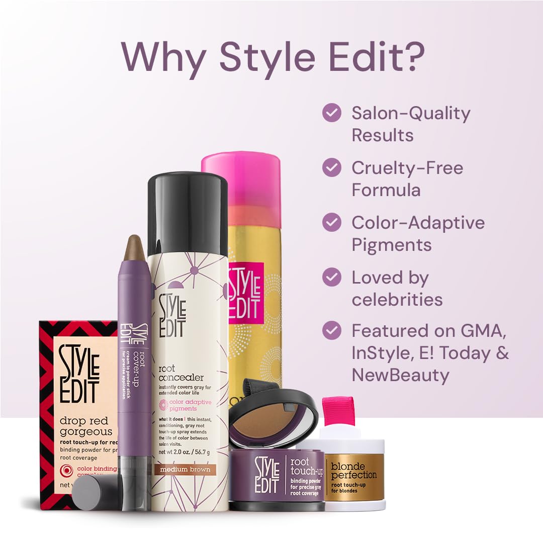 Style Edit Root Touch Up Powder | Temporary Hair Color for Gray Roots and Thinning Hair | Salon-Quality, Transfer-Resistant Hair Concealer | Black