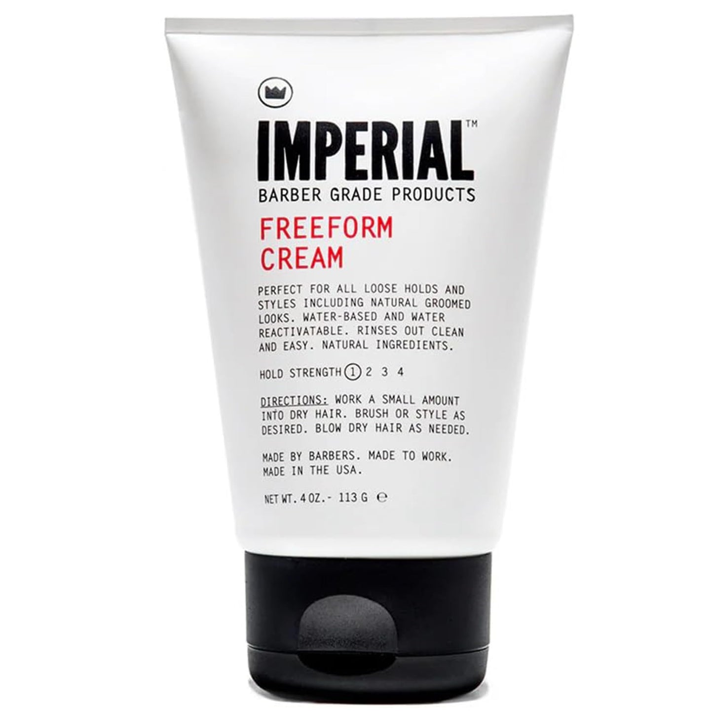 Imperial Barber Grade Products | FreeForm Cream, 4 oz | Light Hold | No Shine | Water-Based | Easy to Wash Out | For Loose Holds and Styles | Natural