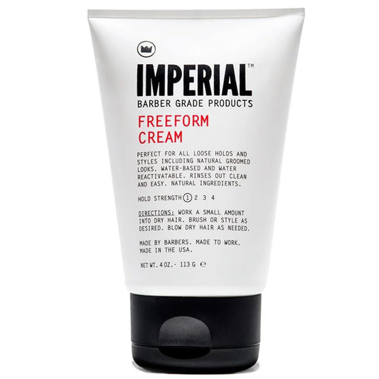 Imperial Barber Grade Products | FreeForm Cream, 4 oz | Light Hold | No Shine | Water-Based | Easy to Wash Out | For Loose Holds and Styles | Natural