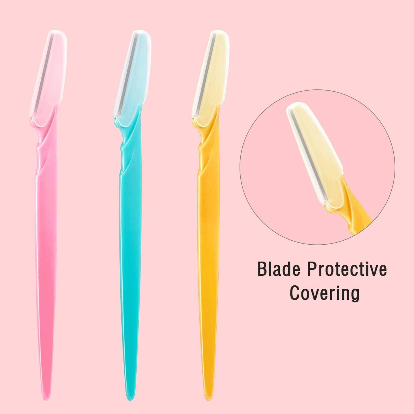 Boao 60 Pieces Eyebrow Razor Shaver Dermaplaning Tool Hair Shavers for Women and Man Face Microblades Shaper Trimmer with Precision Cover Skincare