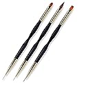 FULINJOY 3 Pcs Nail Drawing Pen, Dual End Nail Art Pen Brush Acrylic Round Flat Painting Drawing Liner Nail Tools